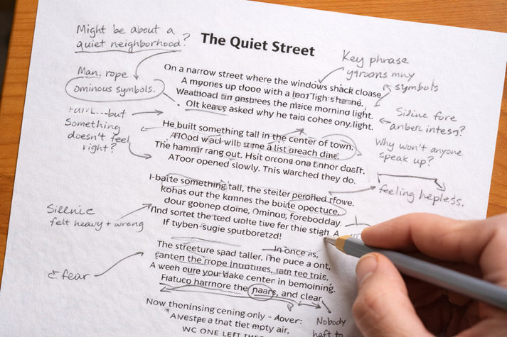Annotated reflections on a silent poem