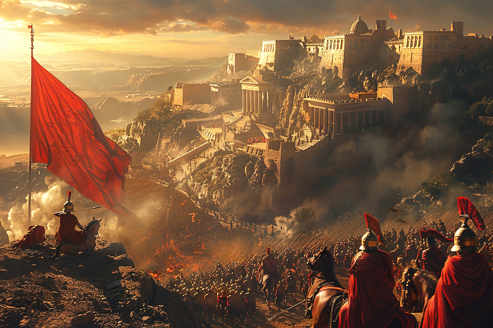 Battle of Alexander Great at Gaugamela, battle of group of warriors. Historical ancient event.
