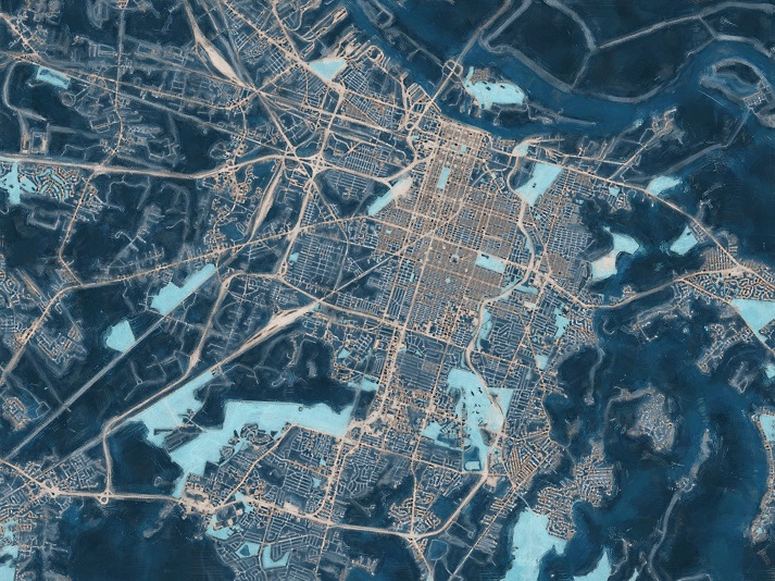aerial view of Savannah, Georgia