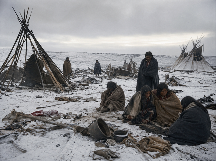 Winter aftermath at a Native encampment