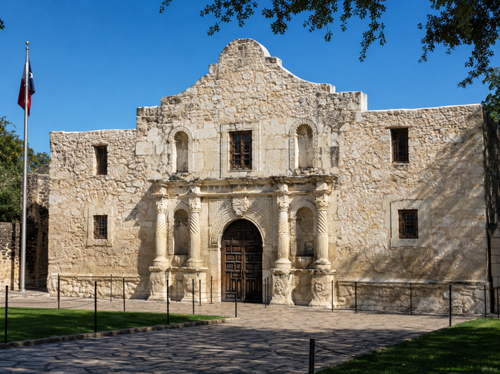Historic Alamo-style mission facade