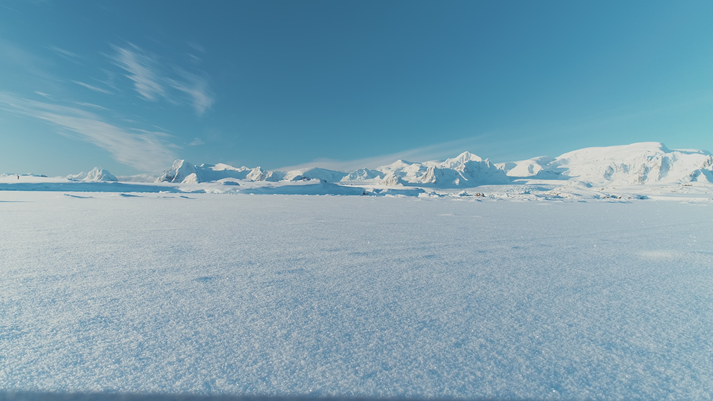 Infinitely, Infinitely polar snowy desert in Antarctica. South Pole frost surface. 