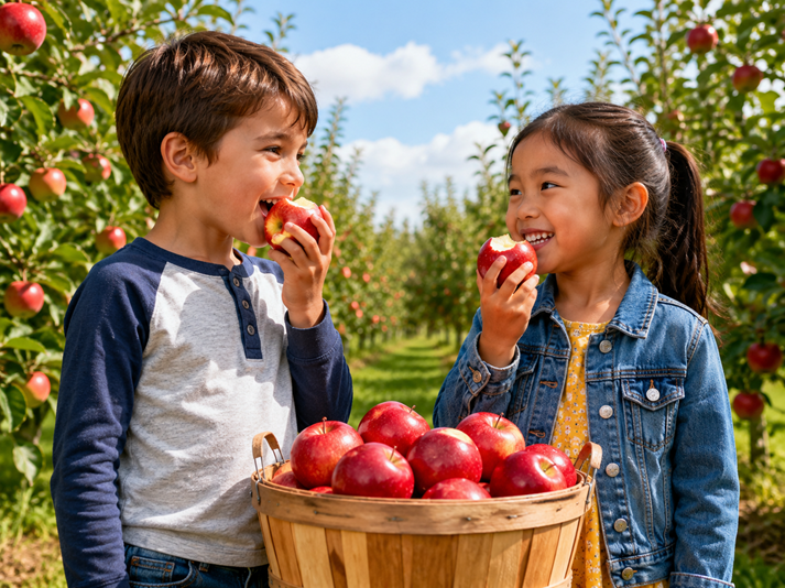 Apple picking fun in the orchard
