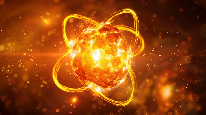 Atomic structure visualization electrons orbiting nucleus in quantum mechanics concepts