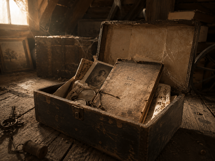Antique treasures in the dusty attic