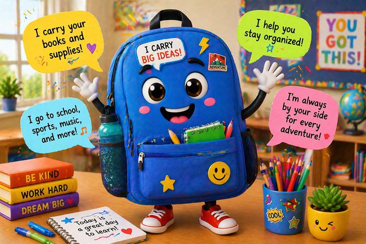 Backpack of big ideas in school