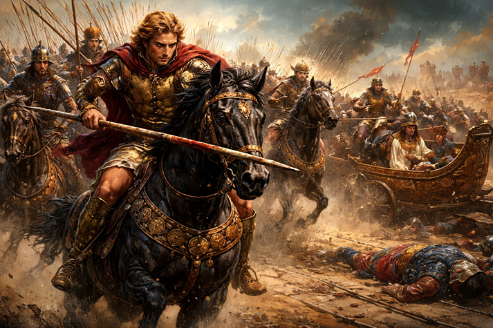 Alexander the Great in battle charge