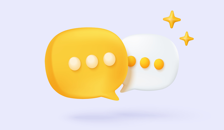 3D minimal notification bell icon with bubble speech floating around on pastel background