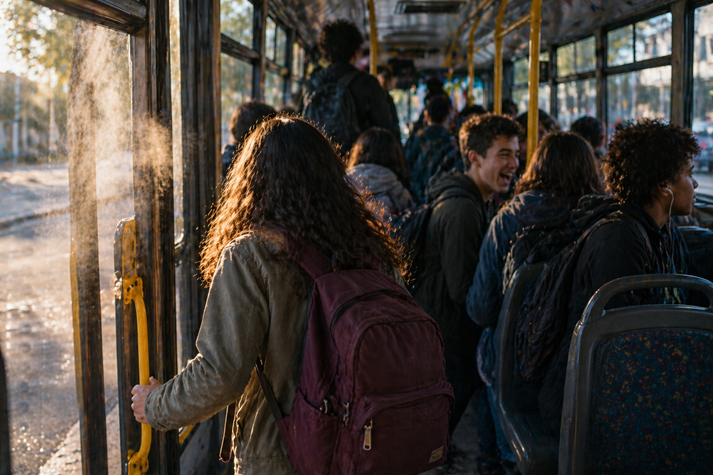 Morning rush on the city bus