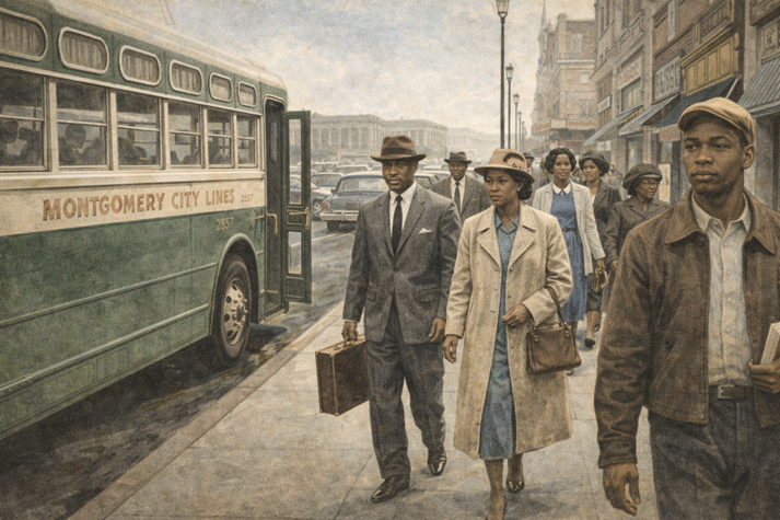 Montgomery Bus Boycott in Progress