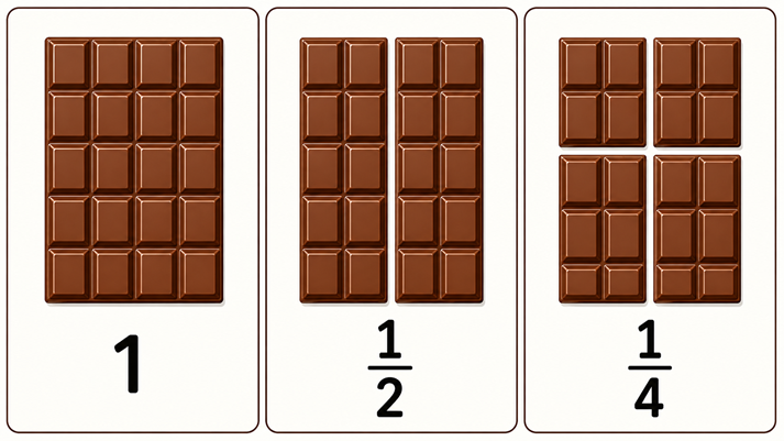 Understanding fractions with chocolate bars