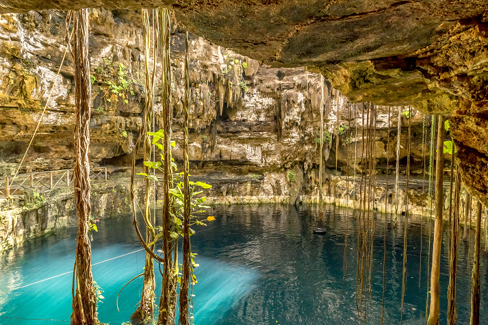 Cenote at San Lorenzo Oxman. Valladolid Cenotes. Yucatan Peninsula. Mexico