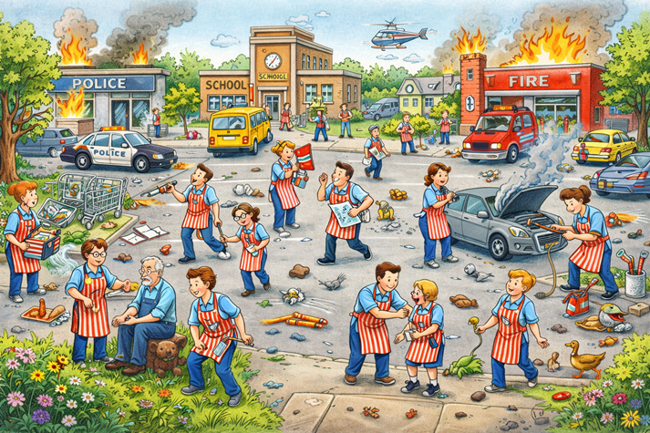 Chaos in grocery town's streets