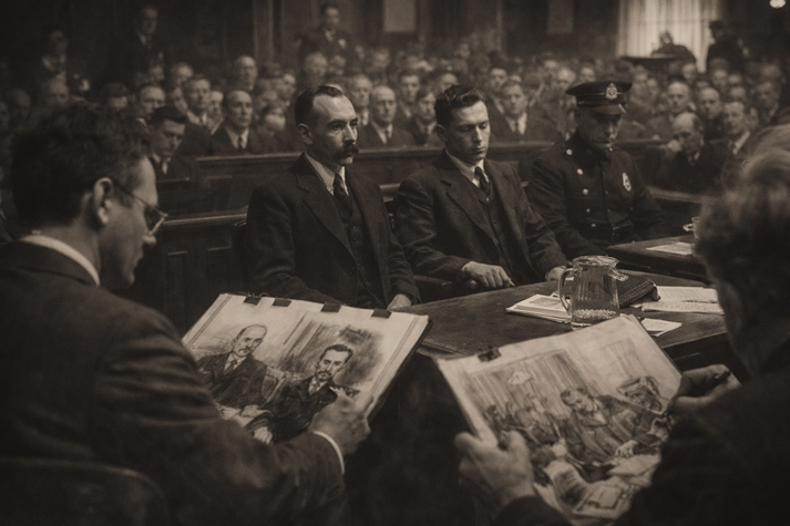 Sacco and Vanzetti trial in court