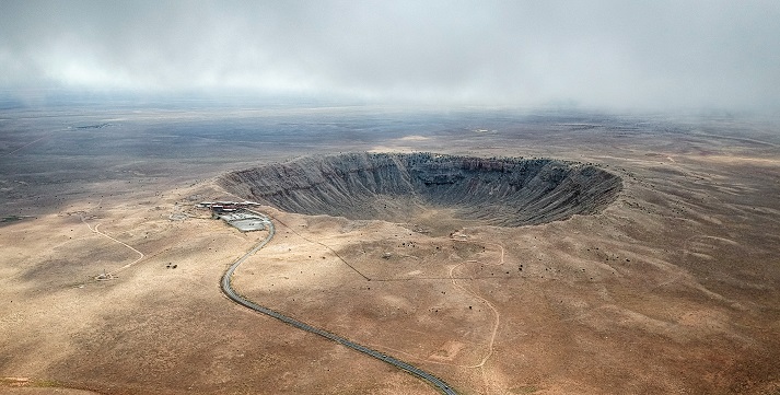 Meteor Crater, Arizona. High angle aerial of Meteor Crater, Arizona.