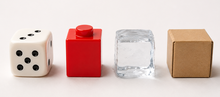 Minimalist cube still life arrangement