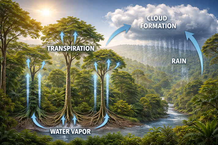 Water cycle in the rainforest