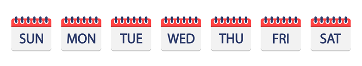 Calendar with week days.