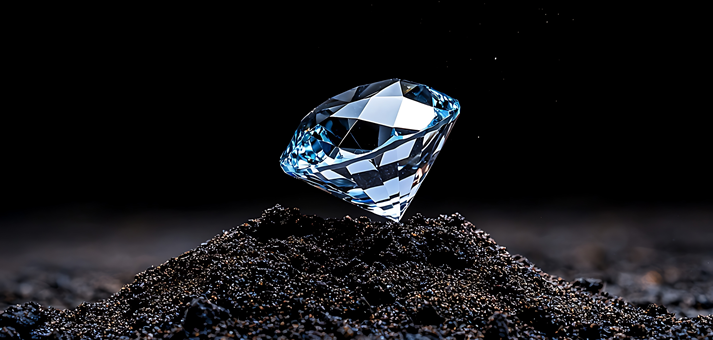 Pristine diamond resting on dark earth