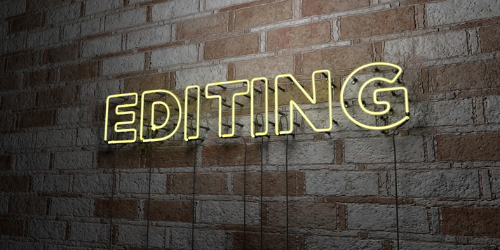 EDITING - Glowing Neon Sign on stonework wall