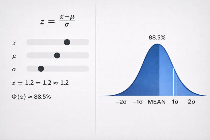 Z-score diagram with normal distribution