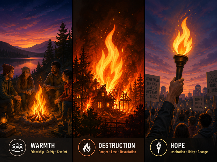 The power of flame: warmth, destruction, hope