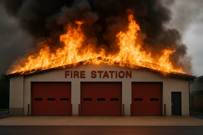 fire station on fire