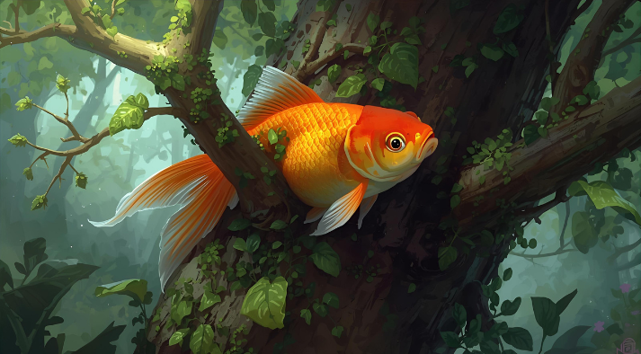 fish trying to climb a tree