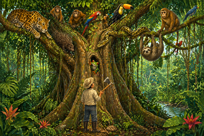 Curious explorer in the jungle