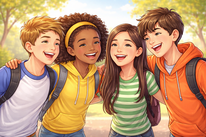 Joyful moments with friends in the park