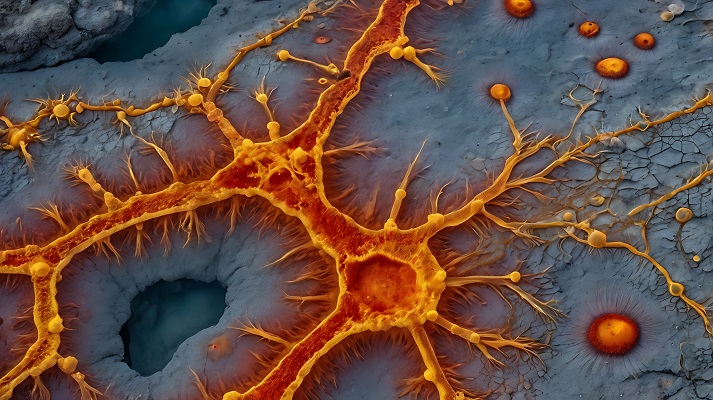 archaea thriving in volcanic hot springs Microscopic visualization reveals thermostable archaea thriving in volcanic hot springs, showcasing unique cell adaptations to survive extreme heat and harsh conditions
