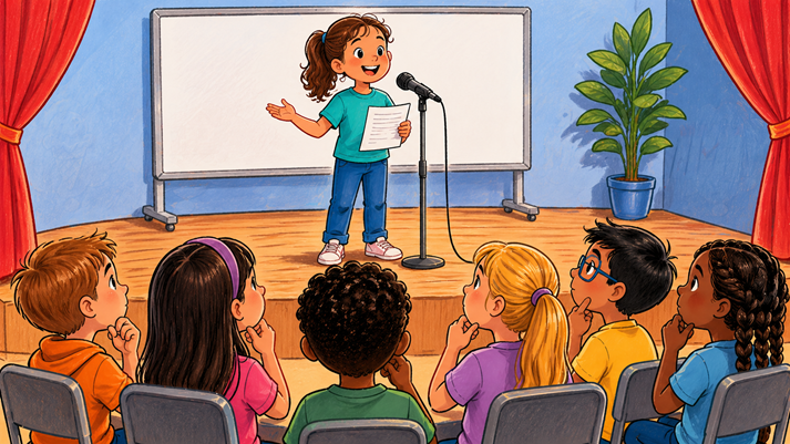 child's presentation on stage