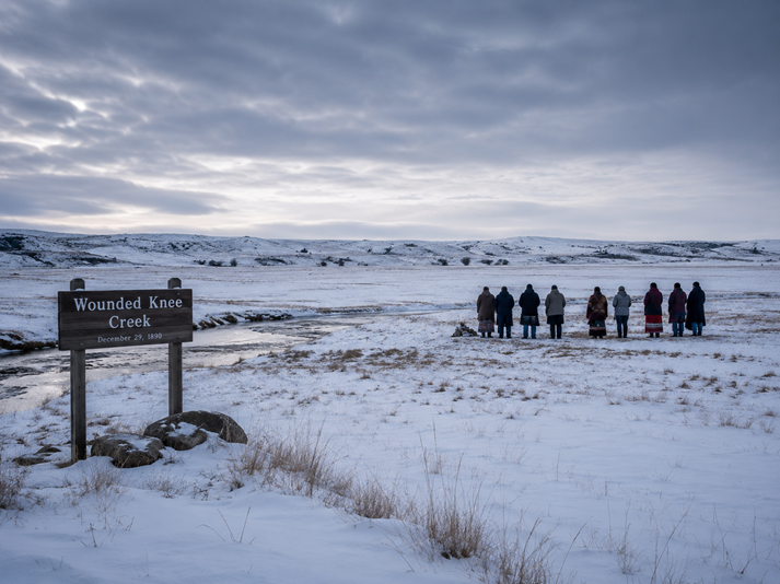 Wounded Knee memorial in winter