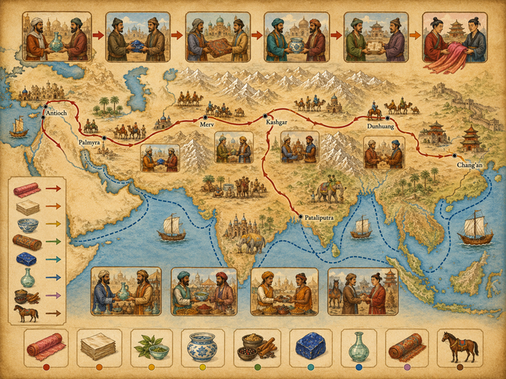 Silk Road trade routes map