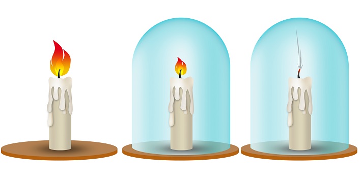 Oxygen, fire and combustion concept. Stages of extinguishing the flameOxygen, fire and combustion concept. Stages of extinguishing the flame