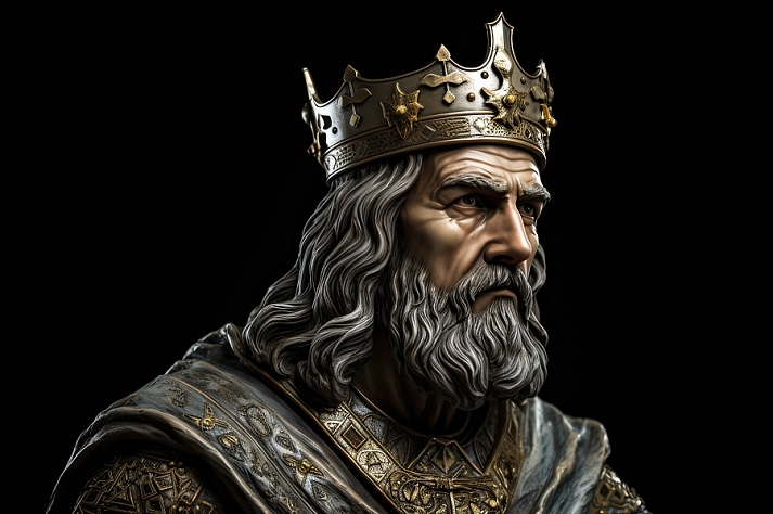 Realistic statue of Alfred the Great. 849-899 King of Wessex who defended England against Viking invasions.
