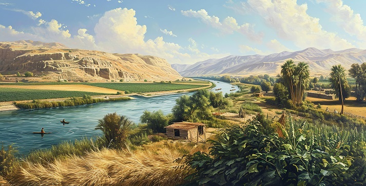 Landscape of Tigris and Euphrates Rivers Serene Landscape of Tigris and Euphrates Rivers