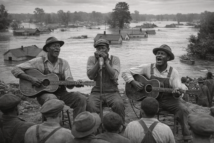 Blues music amidst the floodwaters