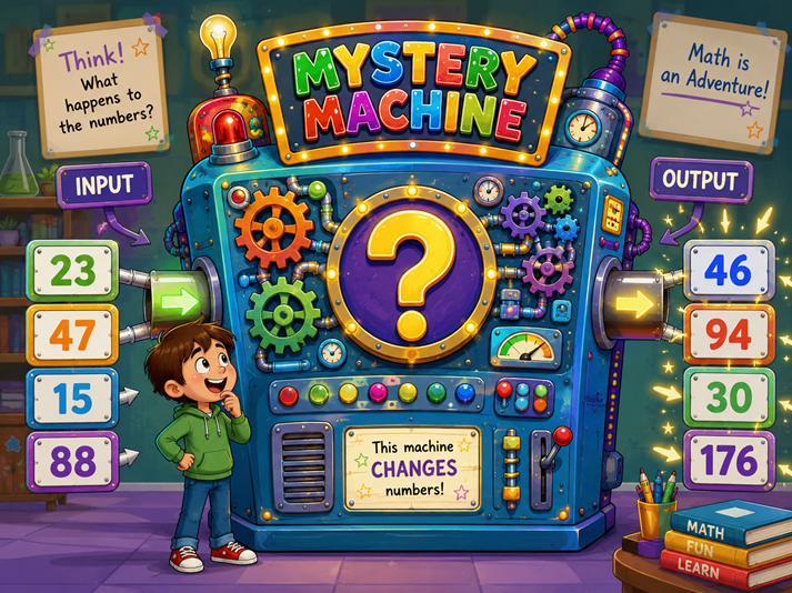 Mystery machine transforms numbers in class