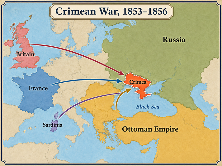 Crimean War movements, 1853–1856 map
