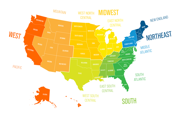 Regions and Divisions of United States