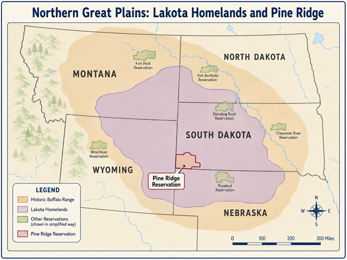 Northern Great Plains: Lakota Homelands map