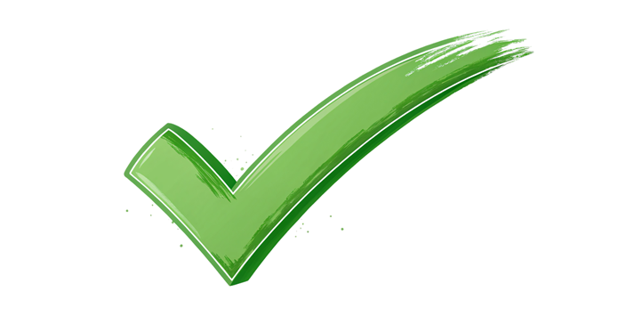 Green checkmark with brush stroke texture