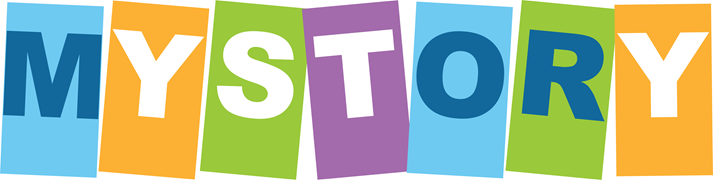 The words my story in colorful blocks isolated on transparent background