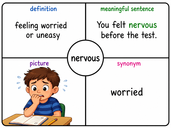 vocabulary word map of nervous