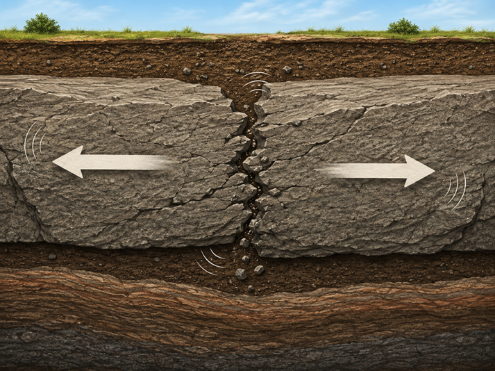 Cross-section of a strike-slip fault