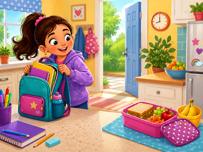 Busy morning in a cheerful kitchen