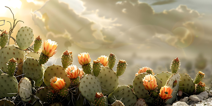 Opuntia Prickly Pear Cactus: An Abstract Representation of a Botanical Food Plant.