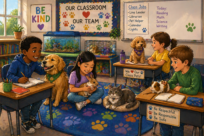 Classroom full of pets and smiles