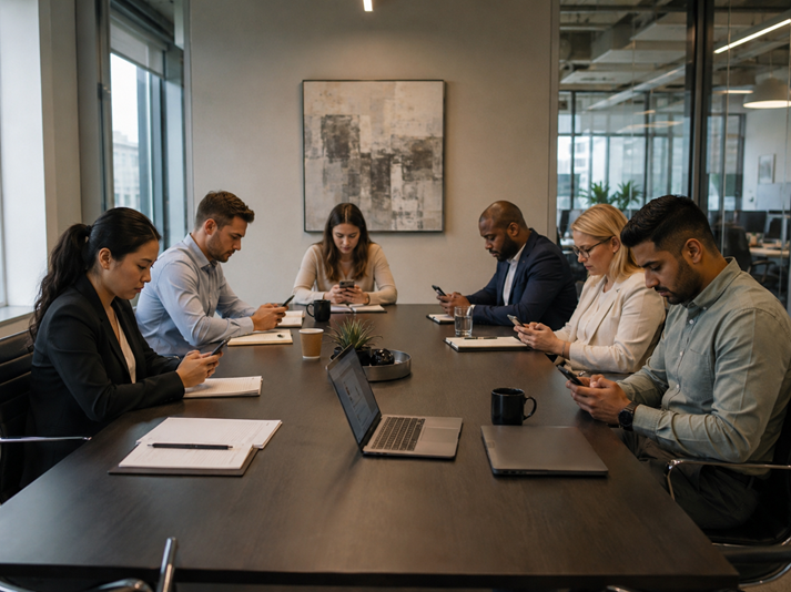 Focused meeting in a modern office